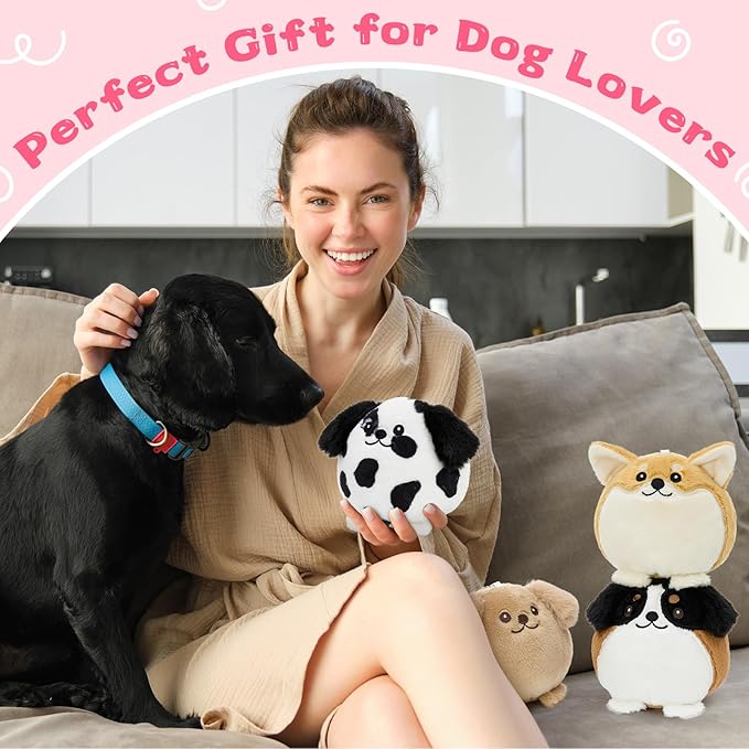 Muiteiur 6PCS Dog Plush Keychain Set, 3.94 Inch Cute Mini Stuffed Animal Charms, Soft Squishy Puppy Keychains for Backpacks, Party Favors & Gifts for Kids, Teens & Dog Lovers