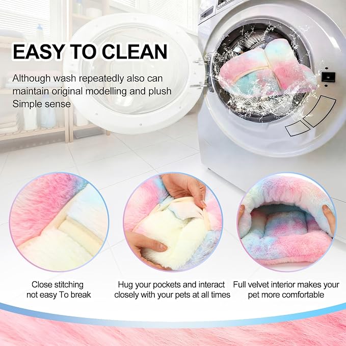 Wenqik 2 Pcs Guinea Pig Hideouts Guinea Pig Bed Washable Bunny Bedding Cuddle Warm Small Pet Sack Supplies Portable Pet Carrier Cage Nest Accessories for Cage(Gradient Colors,Blending)