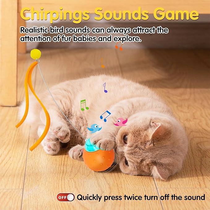 Muhhiba Interactive Cat Toys Balls, Automatic Moving Cat Toys for Indoor Cats, Self Rotating Ball with Motion Activated, Electric Cat Mouse Toys, USB Rechargeable