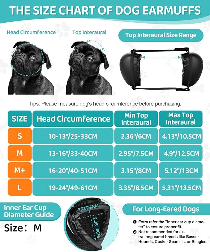 ZOHAN DG02 Upgraded Dog Ear Muffs Noise Protection - Dog Headphones Noise Cancelling with No Plastic for Fireworks, Thunder