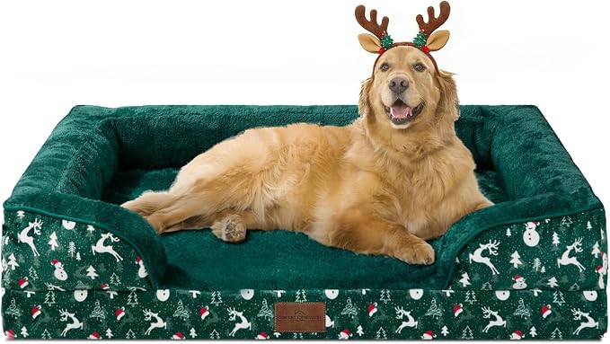Comfort Expression Orthopedic Dog Bed for Extra Large Dogs with Bolster | Waterproof Dog Couch Bed with Washable Cover & Non-Slip Bottom, Supportive Egg Crate Foam XL Pet Bed, 42x30 Inch