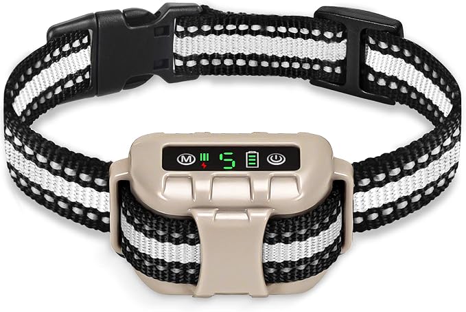 Bark Collar No Bark Collar Rechargeable Anti bark Collar with Adjustable Sensitivity and Intensity Beep Vibration and No Harm Shock Bark Collar for Small Medium Large Dogs