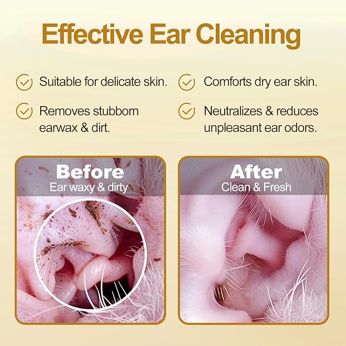 Dog Ear Finger Wipes,Gently Remove Ear Wax & Dirt,Relieve Ear Itching. All Natural Ingredients Dog Ear Wipes.Safe & Gentle Ear Wipes for Dog & Cat - 50 Count