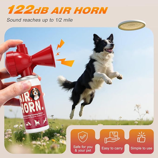 Nicehill 2 Pack Air Horn, 122dB Loud Air Horn for Dogs Pet Corrector to Stop Barking Jumping Chasing, Coyote Alert Safety Horn for Walking Hiking, Non‑Refillable 1.4oz, Orang
