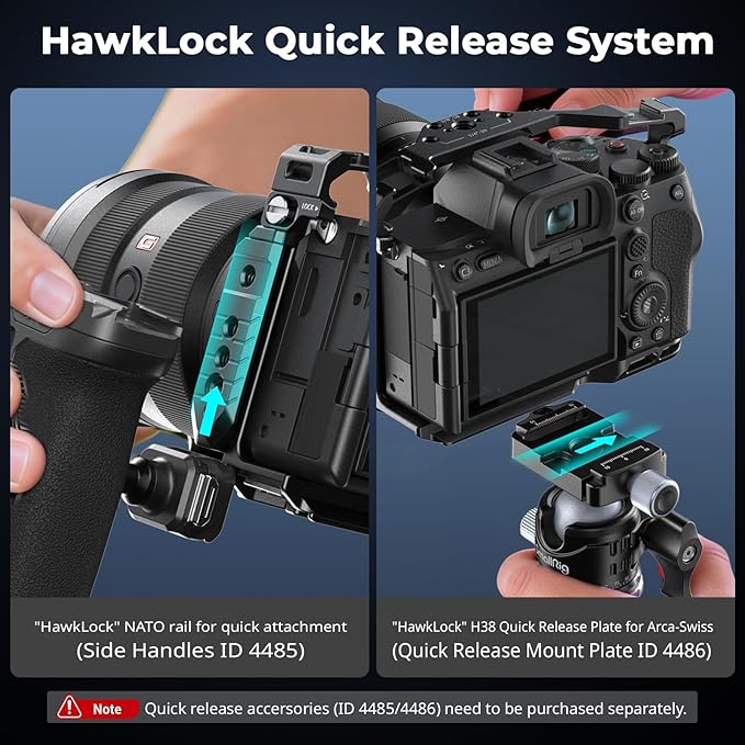 SmallRig HawkLock Quick Release Full Cage for Sony Alpha 7R V/Alpha 7 IV/Alpha 7S III/Alpha 1 / Alpha 7R IV/Alpha 7 V, Built-in Quick Release Plate for Arca, Cold Shoes (Upgraded Version)