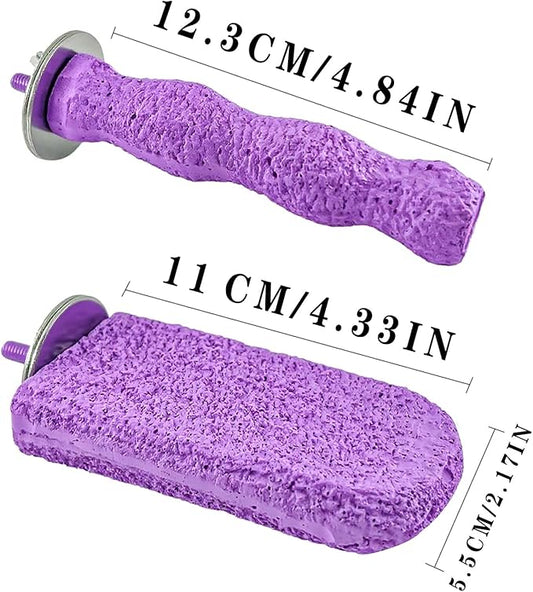 2PCS Bird Beak Grinding Stones, Parrot Perch, Non-Slip Claw Trimmer Chew Toys for Cockatiels, Budgies, Conures, Parakeets, and Other Small to Medium Parrots