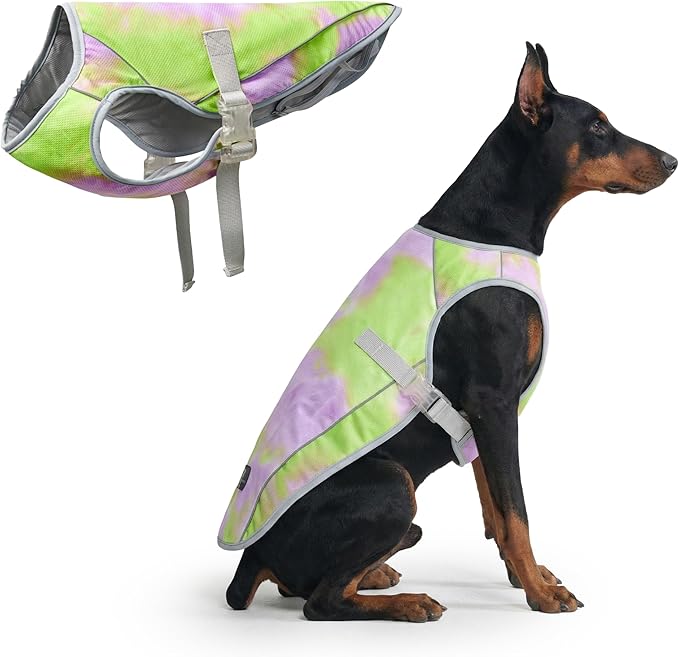 Spark Paws Dog Cooling Vest - SPF 50 UV Sun Protection - Summer Heat Relief Gear for Dogs, Lightweight, Evaporative Cooling - Dog Anxiety Relief Vest During Hot Days - Neon Purple - Size 3XL