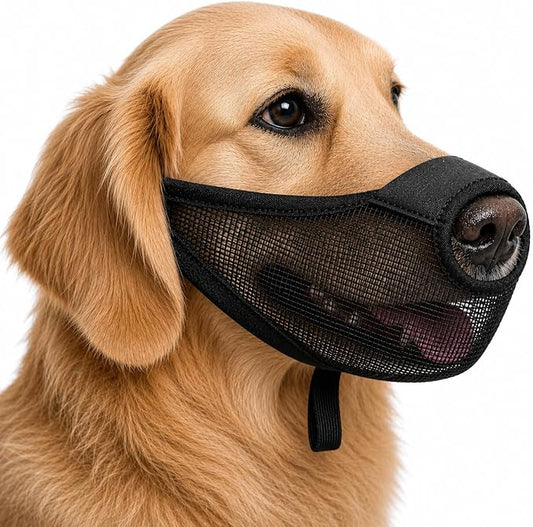 Dog Muzzle with Front Opening for Training and Treats, Breathable Air Mesh Muzzle for Biting Chewing Scavenging, Soft Lightweight Adjustable Mouth Guard for Small Medium Large Dogs (Black,XL)