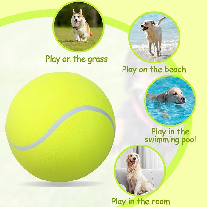TYLIN Giant 9.5" Dog Tennis Ball - Funny Outdoor Sports Ball Yellow Big Tennis Balls for Birthday Gift ，Pet Toys for Small/Medium/Large Dogs