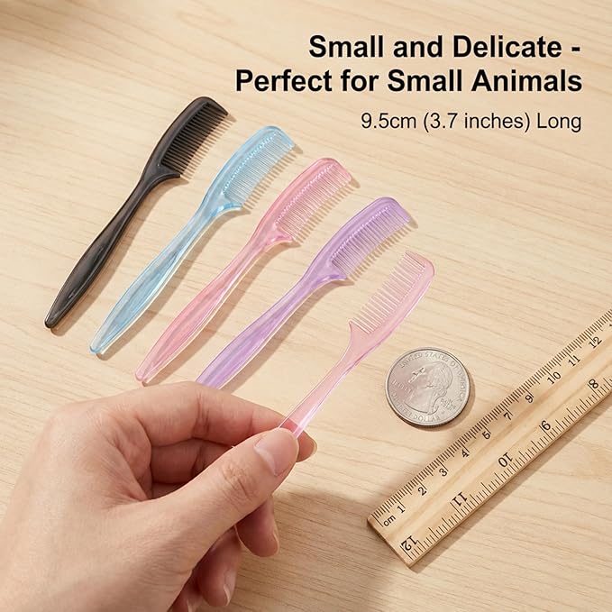 4-Pack Hamster Grooming Combs and Small Pet Hair Brushes for Hamsters, Rabbits, Guinea Pigs, Mice and Other Tiny Animals
