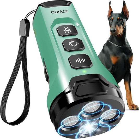Dog Bark Deterrent Devices - Humane & Effective Training Dog, Stop No More Barking with 3X Ultrasonic Emitters (Light Green)