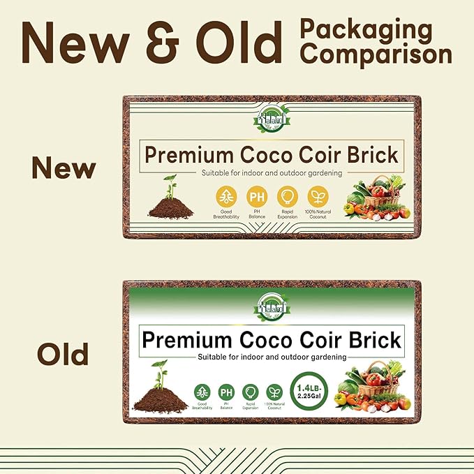 Halatool 6 Pcs Organic Coconut Coir Bricks for Plants, Compressed Coco Coir Brick Coconut Fiber Substrate with Low EC & pH Balance, High Expansion Coco Peat Seed Starter Garden Soil for Planting