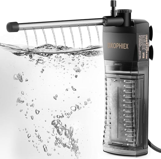 DXOPHIEX Internal Filter for Aquarium, Submersible Aquarium Filter for 5-12gallon Fish Tank and Turtle Tank with Triangle Shape Design Adjustable Water Flow and Replacement Cartridge