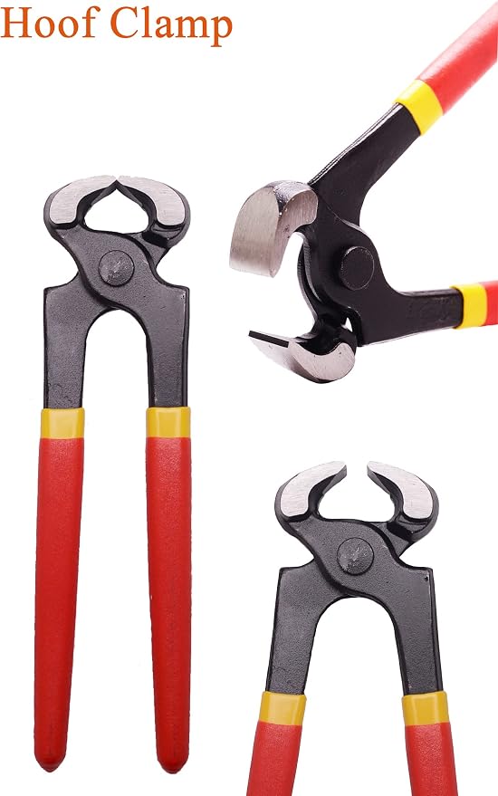 8 inch Farrier Hoof Tool Kit（5 Piece） Mini Rasp Hoof File Goat Pig Equine Metal Shears Farriers Hoof Nipper Cutter Handle Knife Stable Supplies