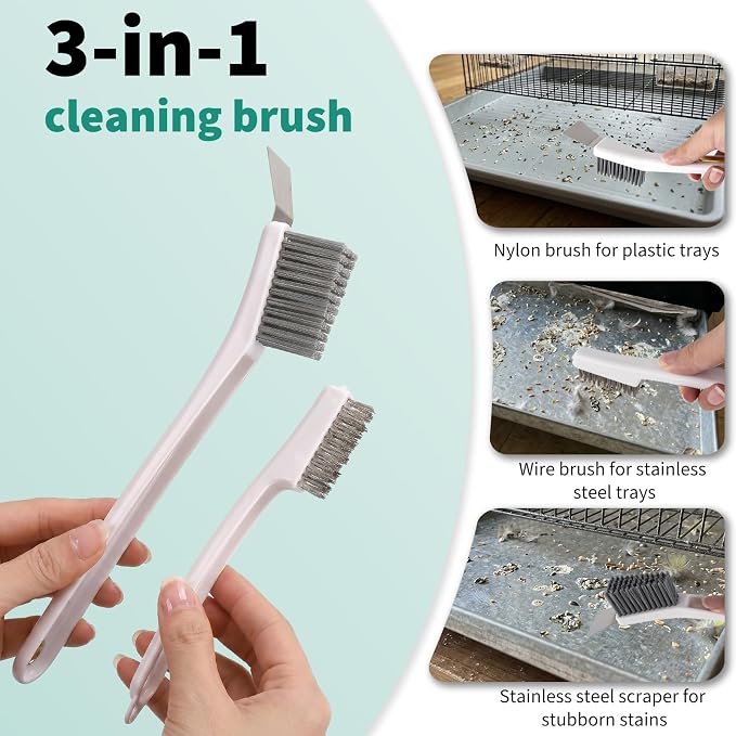 Bird Cage Accessories Bird Poop Remover Brush, Bird Cage Cleaner Brush for Poop Off Bird Poop Remover, Parrot Cage Cleaning Brush Tools for Parakeet Small Animal Cage and Bird Cage Perch Cleaner 4Pcs