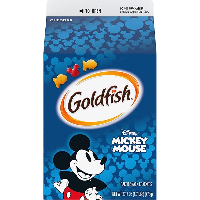 Goldfish Disney Mickey Mouse Cheddar Crackers, Snack Crackers, 27.3 oz carton