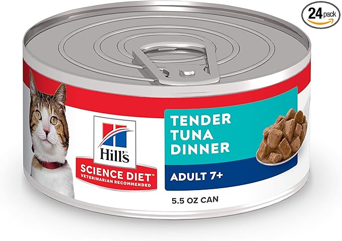 Hill's Science Diet Adult 7+ Wet Cat Food, Tuna Stew, 5.5 oz. Cans, 24-Pack