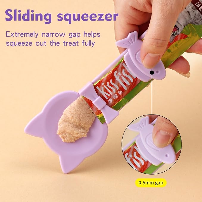 LICKJIMO-3PCS Cat Treat Dispenser,Multi Function Spoon for Churu Lickable Cat Treats,Cat Treat Spoon for Lickable Cat Treats Squeeze up,Food Dispenser Cat Feeder,Cat Food Spoon Big Size(3 Color)