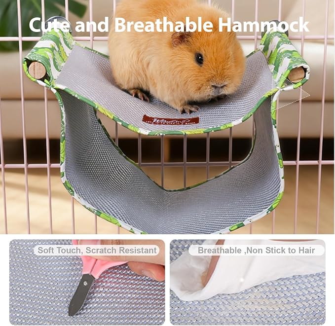 Guinea Pig Hideout Tunnel - Stable Washable Small Animal Tunnel Hide with Curtains,Guinea Pig Accessories for Hamster/Chinchilla/Dwarf Rabbit/Ferret (GreenAlpaca setof3, Large)