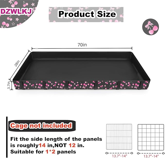 DZWLKJ Guinea Pig Cage Liner,Washable Tarp Bottom Base,Cherry Graphic,28"x70", Reusable for Rabbit, Chinchilla, Hedgehog, Ferret & Other Small Animals.