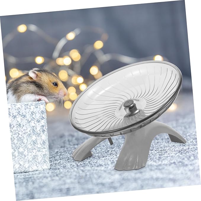 Healifty Mute Hamster Running Wheel with Silent Bearing Plastic Steel Shaft Exercise for Small Pets Like Hamsters Squirrels Hedgehogs Gray with Random Base Color Quiet Stress Random Color
