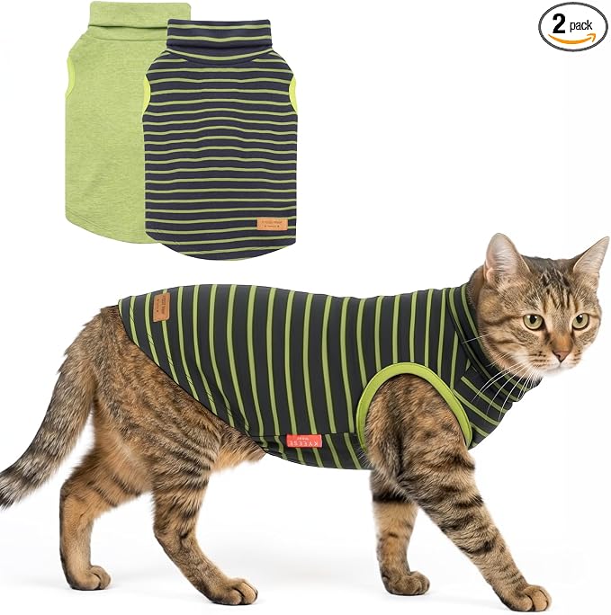KYEESE 2Pack Cat Sweater Warm Pet Coats Soft Dog Puppy Sweaters for Small Dogs Turtleneck Small Pets Sweaters Stretchy Dogs Clothes Pullover Pet Sweatshirt