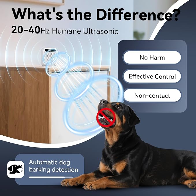 MALOK Anti Barking Device for Dogs, Ultrasonic Dog Bark Deterrent Devices with Adjustable Frequency & Range, Type-C Rechargeable Dog Barking Silencer for Walking, Yard Indoor & Outdoor Use