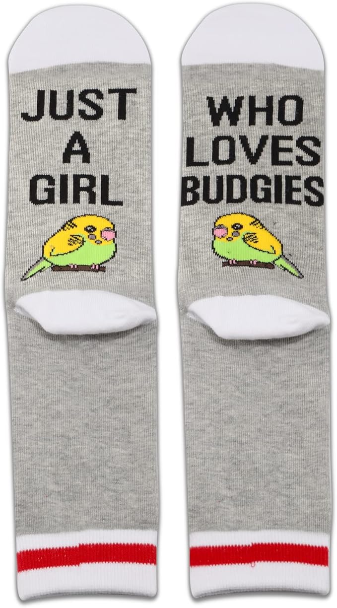 G2TUP 2 Pairs Budgie Lover Gift Just A Girl Who Loves Budgies Socks Parakeets Budgie Bird Lover Socks Budgies Mom Gift