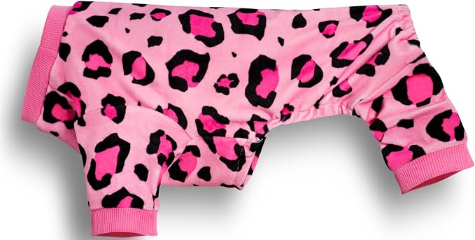 Paiaite Dog Pajamas Onesie: Comfortable Four-Legged Apparel for Small, Medium, & Large Dogs, Polyester Material for Comfort, Wrinkle Resistance, Moisture Wicking, and Stretchiness Pink Leopard 4XL