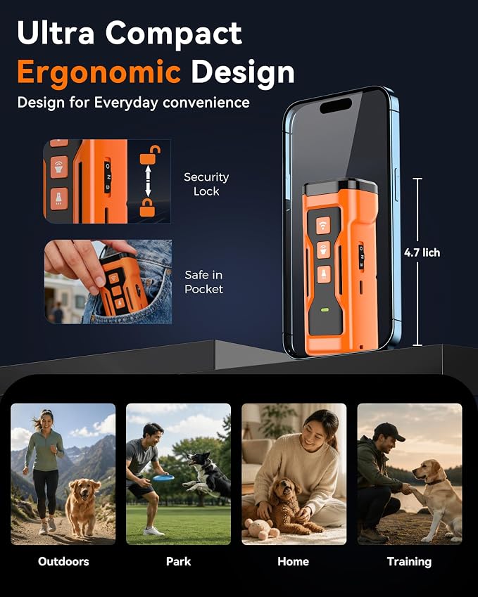 Dog Bark Deterrent Devices, 3X Ultrasonic Anti Barking Device for Dogs,6 Modes Stop Neighbors Dog Barks No More | Safe for Small, Medium & Large Dogs Bark Control Indoor Outdoor with Flashlight Compatible with Dog Fence Systems