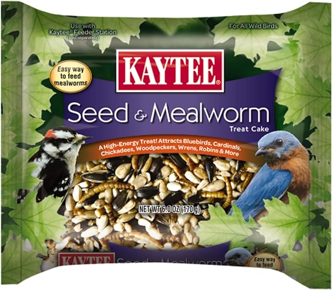 Kaytee Wild Bird Seed & Mealworm Seed Treat Cake, 6 Ounces
