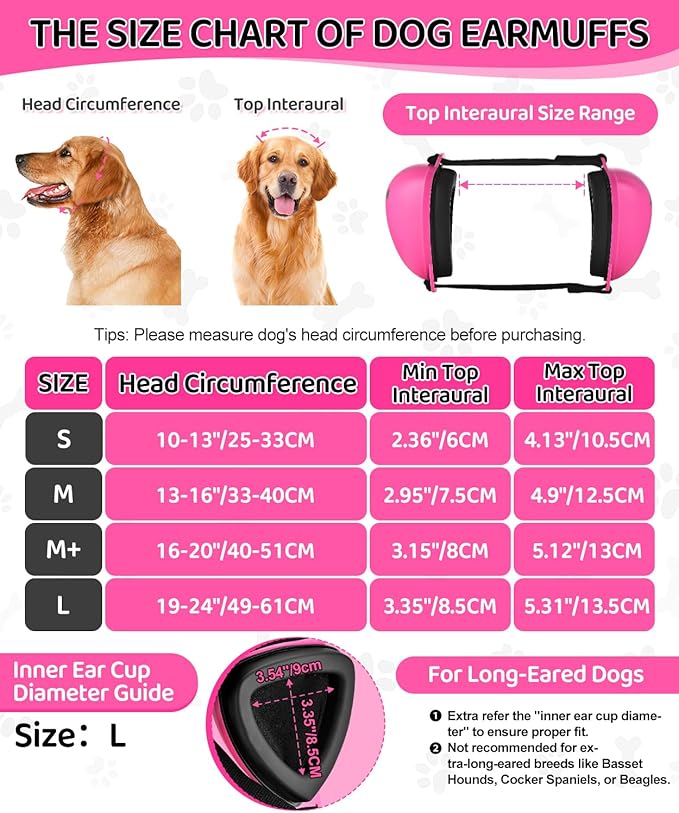 ZOHAN DG02 Upgraded Dog Ear Muffs Noise Protection - Dog Headphones Noise Cancelling with No Plastic for Fireworks, Thunder