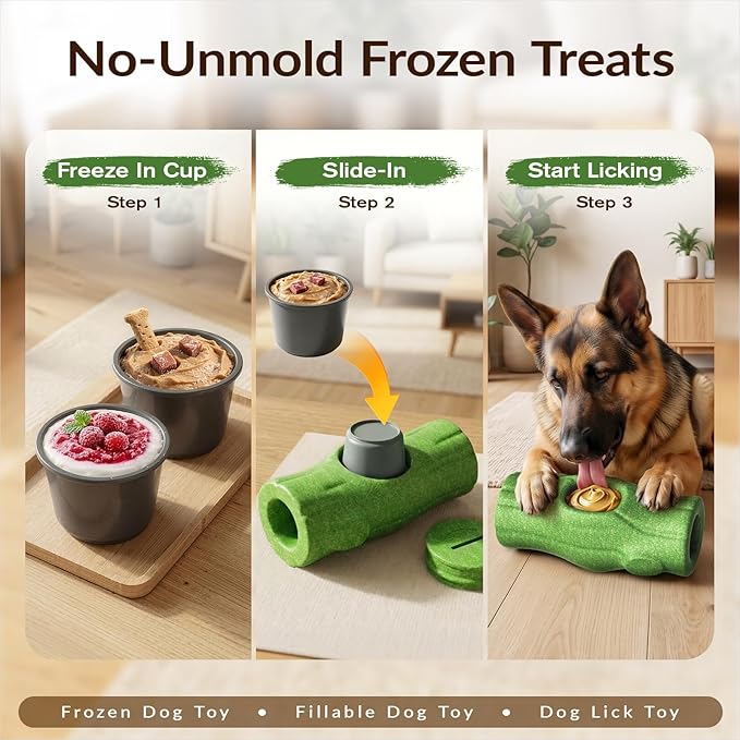 KADTC XXL 3-in-1 Durable Frozen Treat Dog Toy, No-Transfer Fill & Freeze Lick Cup, Stuffable Lick Toy & Indestructible Chew Bone for Aggressive Chewers， Long-Lasting Enrichment for Dogs