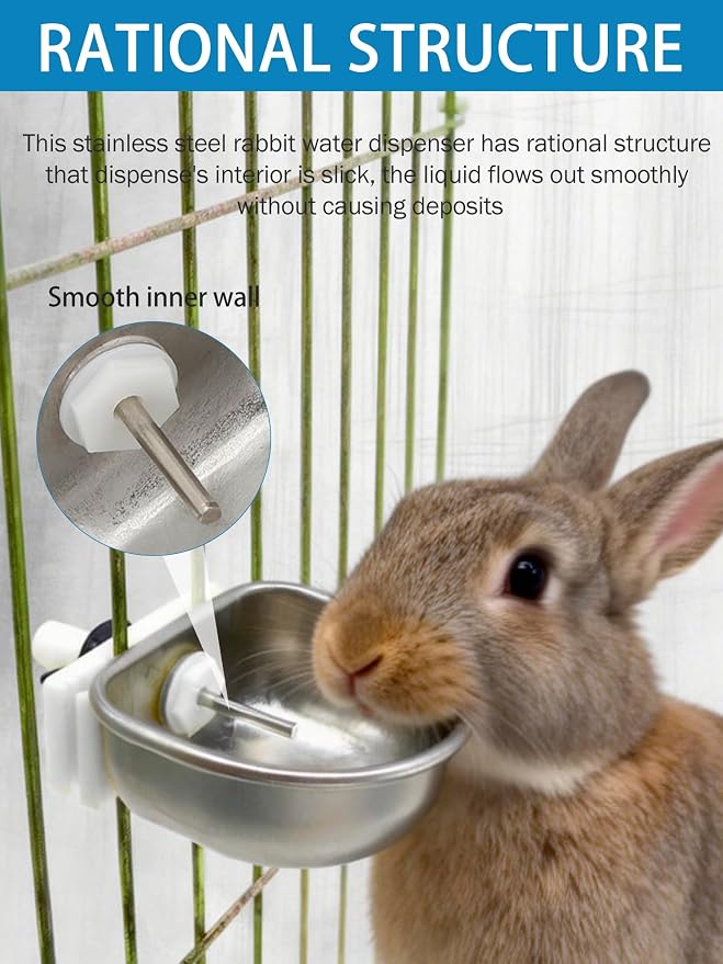 Rabbit Drinking Water Bowl, 10PCS Nipple Drinker, 3.54x2.60x1.18in Stainless Steel Rabbit Water Feeder, Anti Scratch, Removable Hanging Pet Cage Water Bowl