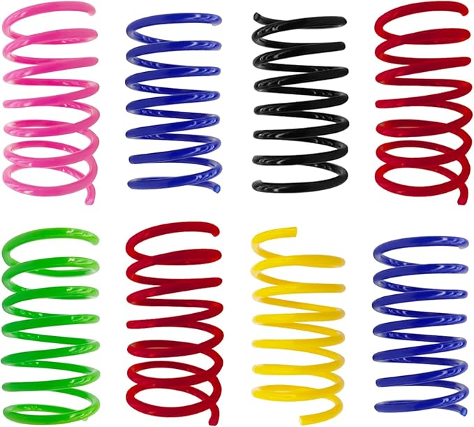 6Colors Plastic Spring Cat Toys, 12 Pack Spiral Springs for Indoor Cats to Swat, Bite, Hunt, Interactive Toys for Cats and Kittens
