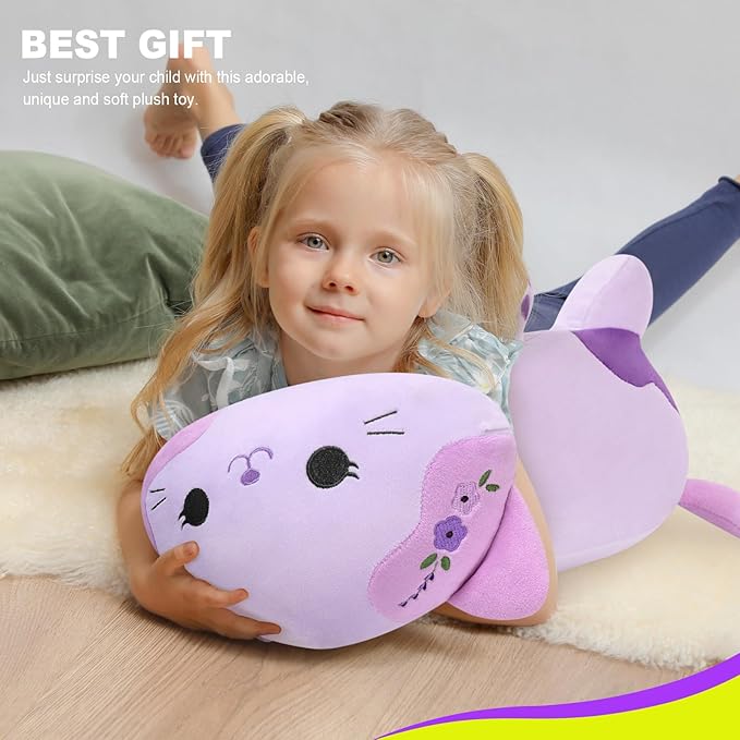 Onsoyours Original Lavender Cat Plush 20 Inch Kitty Plushies Toy Kitten Stuffed Animal Soft Pillow Kawaii Plushie Gift for Kids & Adults (Lavender Cat,20")