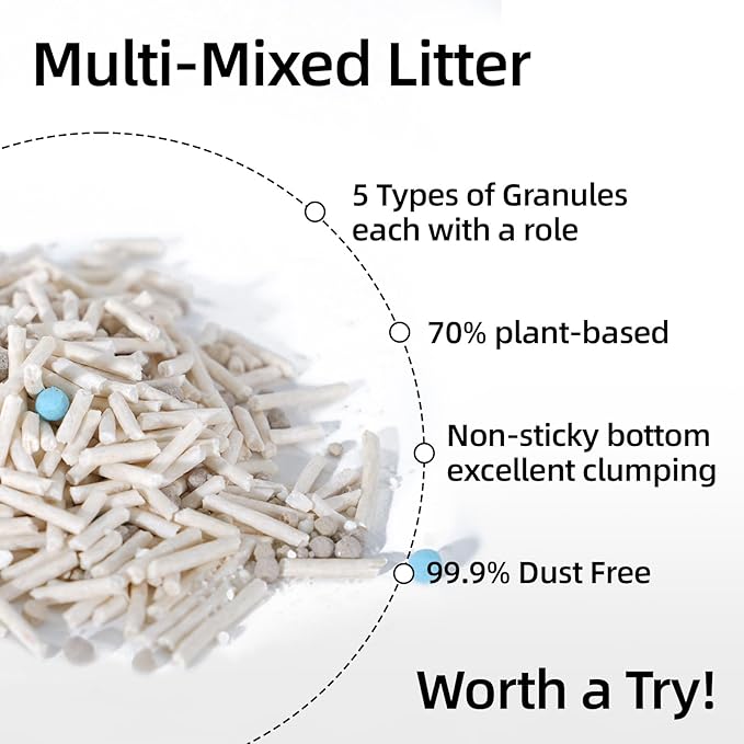 OPET Mixed Tofu Bentonite Multi-Cat Litter, Strong Fast Clumping Kitty Litter, 99.9% Dust Free & Low Tracking, High Absorbent & Odor Control, Natural Pet Litter (18lb, Green Tea)