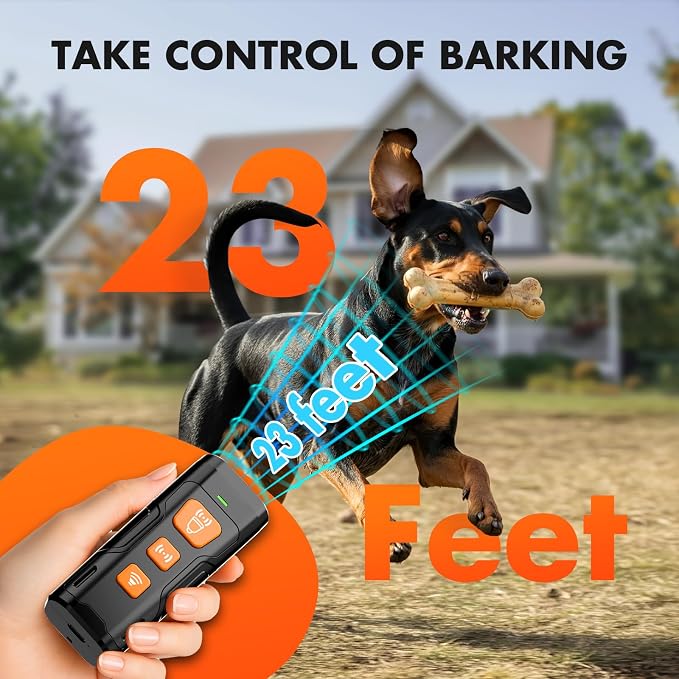 YUYQA Dog Bark Deterrent Device, 3X Ultrasonic Anti Barking, 6 Training Modes 23 FT Range Barks No More Indoors Outdoors Behavior Correct Safe & Humane Rechargeable Compact Bark Control for Dogs
