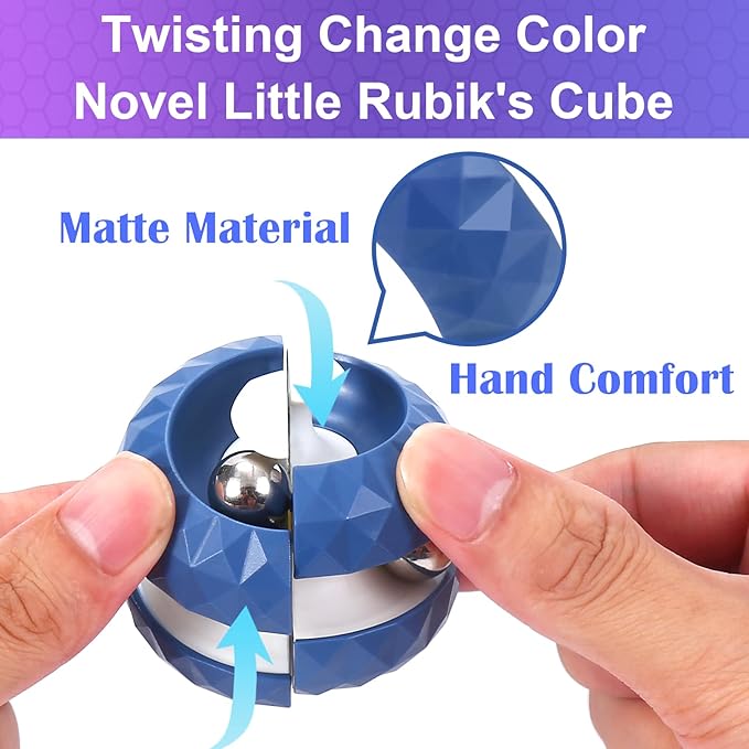 Unique Orbit Ball Fidget Toy, Novelty Beads Track Infinity Cube Stress Relief Balls Creative Sensory Toys for Autistic ADHD Kids Adults (White)