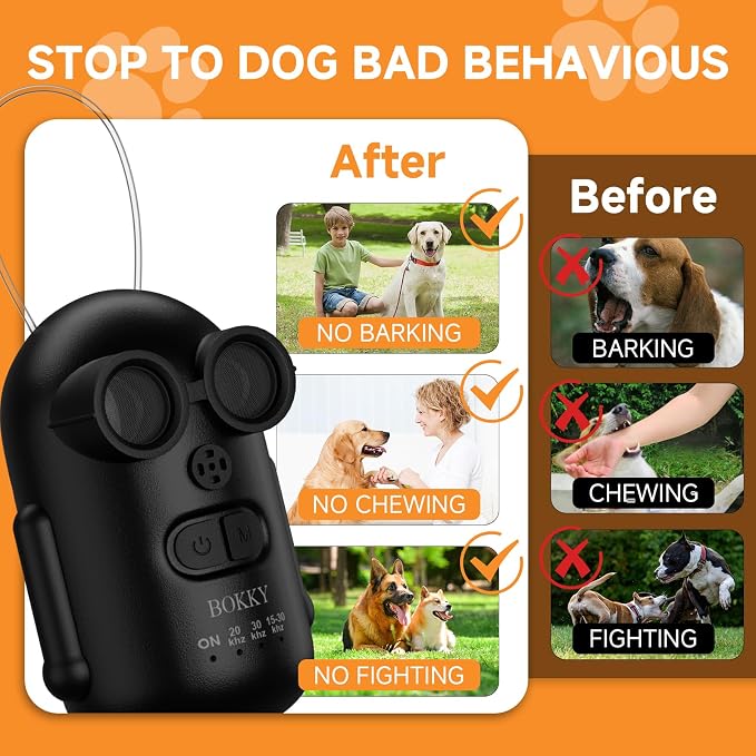 15-30kHz Adjustable Dog Bark Deterrent Devices with IPX5 Waterproof, 2-in-1 Fast Charging Anti Barking Silencer - Ideal for Outdoor and Indoor