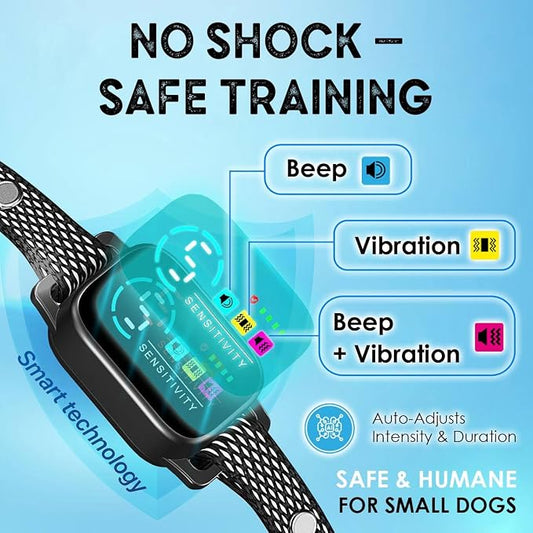 2 Pack Bark Collar for Small Dogs 8-40 lbs - 3 Modes & 5 Sensitivity Levels - Waterproof, Rechargeable, Magnetic Charging - Humane, Effective Training (Black)