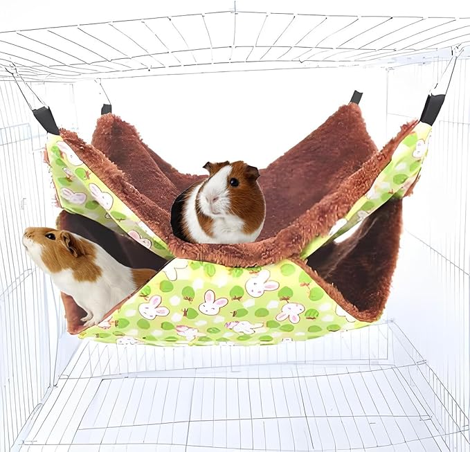 Ferret Rat Hammock Hamster for Cage - Large Soft Guinea Pig Hideout Bed, Chinchilla Hammock, for Small Animals,GuineaPig,Ferret,Kitten,Squirrel,Chinchilla,Rat,Parrot (Hammock-Green)