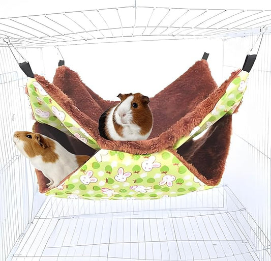 Ferret Rat Hammock Hamster for Cage - Large Soft Guinea Pig Hideout Bed, Chinchilla Hammock, for Small Animals,GuineaPig,Ferret,Kitten,Squirrel,Chinchilla,Rat,Parrot (Hammock-Green)