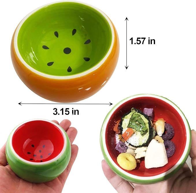 kathson Hamster Bowl Ceramic Small Animal Water Bowl Prevent Tipping Moving and Chewing Food Dish for Guinea Pig Gerbil Ferret Syrian Hamster Chinchilla Rat Hedgehog Bunny (3 Pcs)