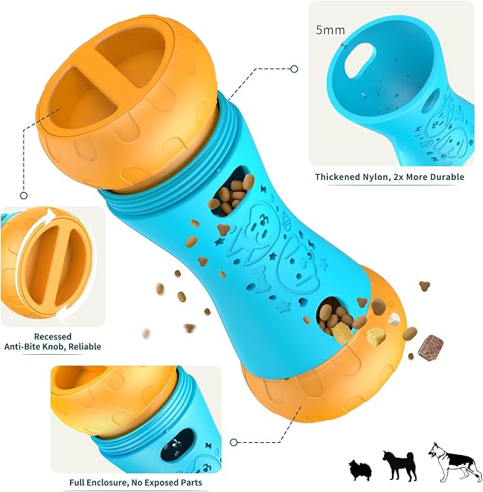 Treat Dispensing Dog Toy, Dog Puzzle Toys for Small Medium Large Dogs, Mental Stimulating Stepless Adjustable Slow Feeder, Boredom Relief Interactive Puppy Enrichment to Keep Them Busy Ideal Gift Blue