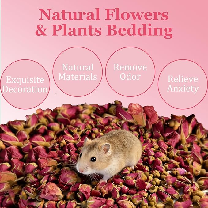 Hamster Bedding Habitat 200G/7.0oz Hamster Forage Flowers Cage Accessories for Rabbit Gerbil Mouse Guinea Pig (200G)