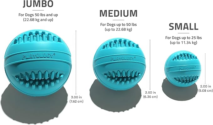 Playology Dog Toys | Dental Chew Ball for Large Senior Dogs| Peanut Butter Scented Jumbo Toy | Dog Balls for Healthy Teeth and Gums