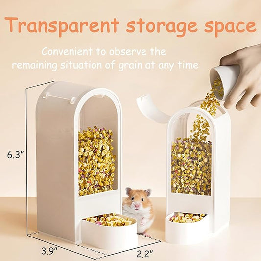 Hamsters Feeder Small Animals Automatic Dispenser Acrylic Clear Pet Feeding Device for Dwarf Hamster