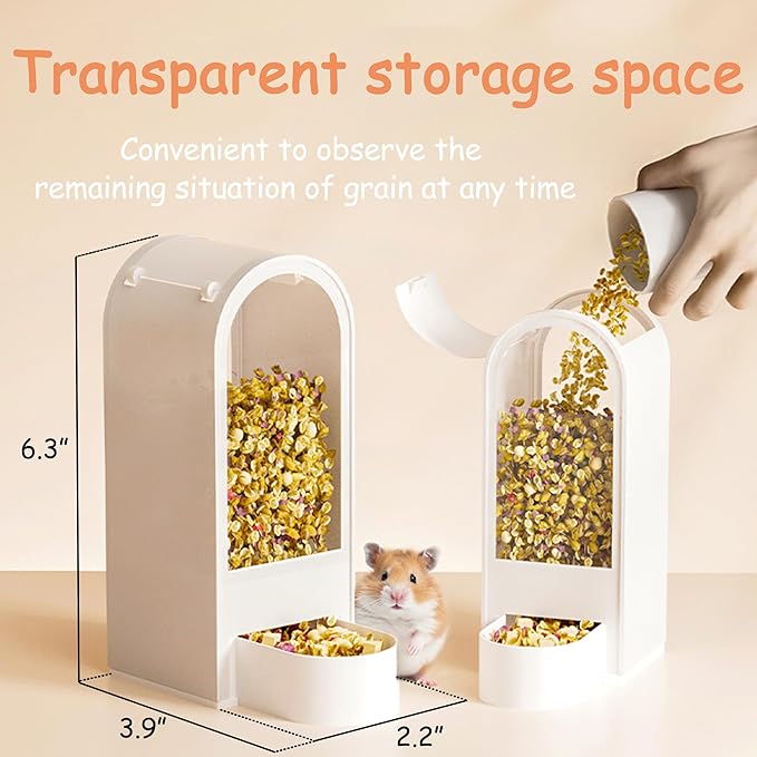 Hamsters Feeder Small Animals Automatic Dispenser Acrylic Clear Pet Feeding Device for Dwarf Hamster