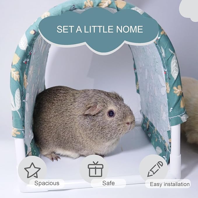 Guinea Pig Hideout Tunnel, Washable Large Fleece Guinea Pigs Toys for Small Animal Habitat, Sturdy Anti-Chew Guinea Pig’s Hides for Bunny, Chinchilla,Greenwhite (8.2×8.6 inch)